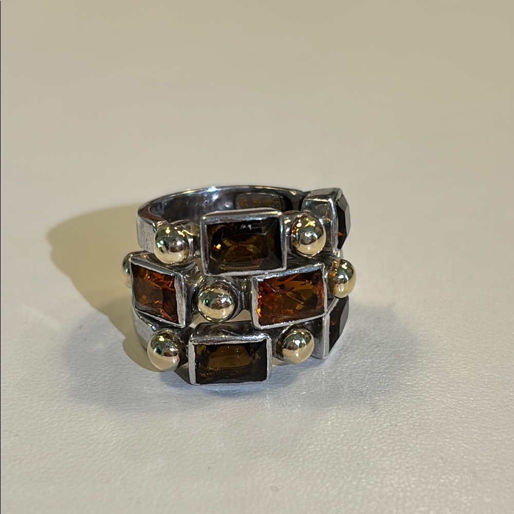 Italian 18k with 925 Silver Set of 3 Stackable Rings